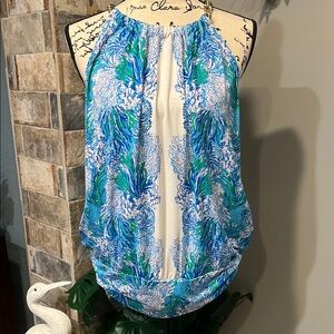 Lilly Pulitzer Bowen Halter Top Las Olas Aqua Strong Current Sea
